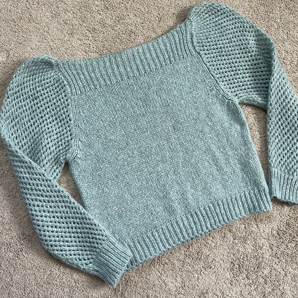 LoveShackFancy Rosie Pullover BabyAlpaca Merino Open Knit Crochet PERU Womens L - Picture 3 of 7